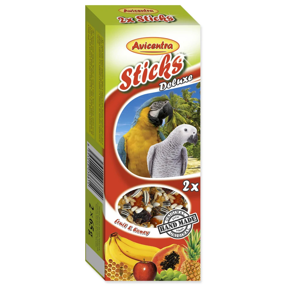 AVICENTRA - Tyčinky velký papoušek - ovoce+med 2ks