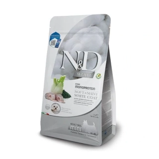 N&D - White - Adult Mini Sea Bass & Spirulina & Fennel - Pro dospělé psy malých plemen